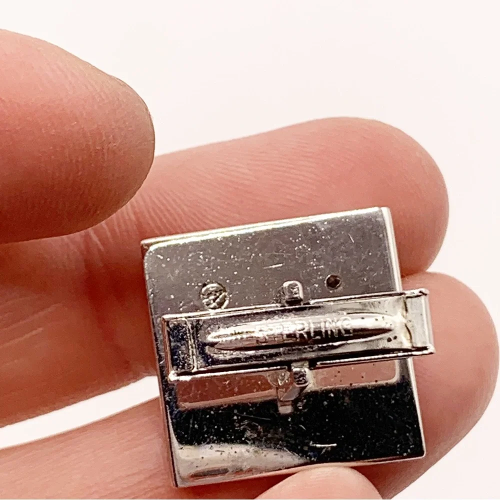 Vintage sterling silver diamond MCM birthdate calendar cuff links June 26 1969